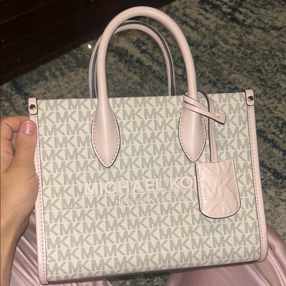 Michael Kors Cream Satchel with Signature Design
